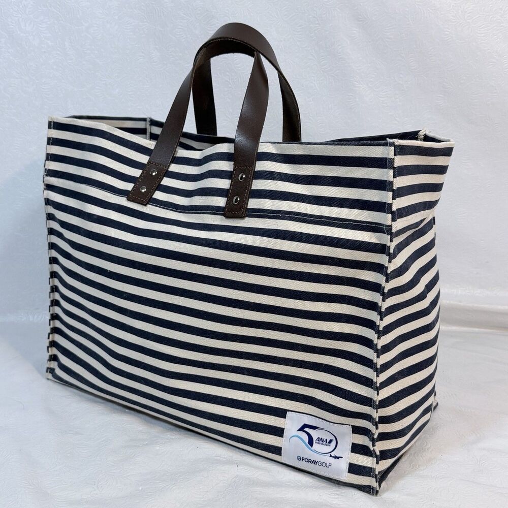 Foray Golf Blue White Striped Oversized Tote Bag